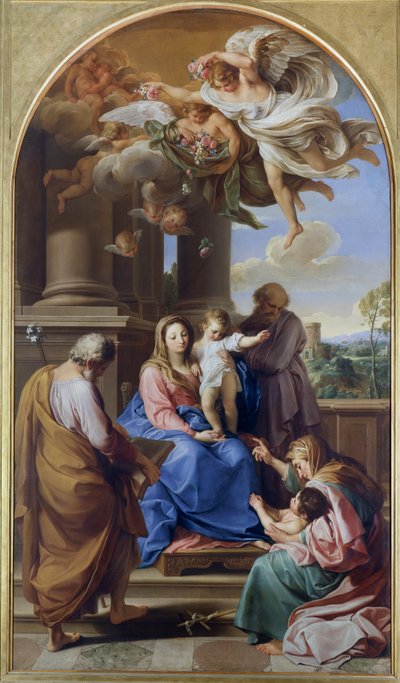 Madonna ja lapsi pyhien Joosefin, Sakariaan ja Elisabetin sekä Pienen Johanneksen kanssa tekijältä Pompeo Girolamo Batoni