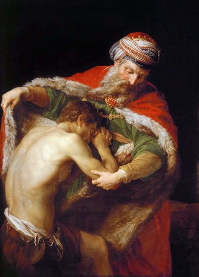 Tuhlaajapojan paluu, 1773 tekijältä Pompeo Girolamo Batoni
