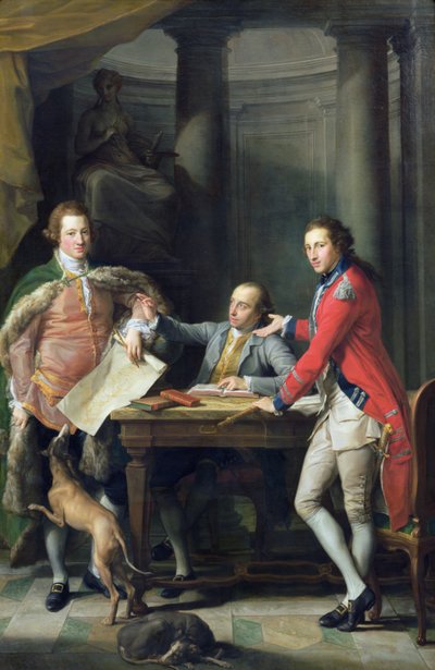 Sir Watkin Williams-Wynn (1748-89), Thomas Apperley (1734-1819) ja kapteeni Edward Hamilton. tekijältä Pompeo Girolamo Batoni