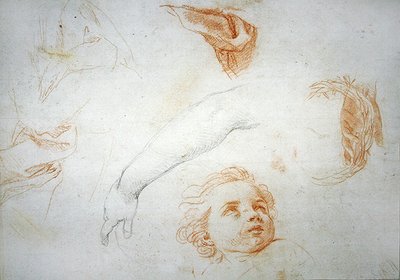 Tutkimuksia St. Catherine of Sienan ekstaasi (punainen ja musta liitu paperille) tekijältä Pompeo Girolamo Batoni