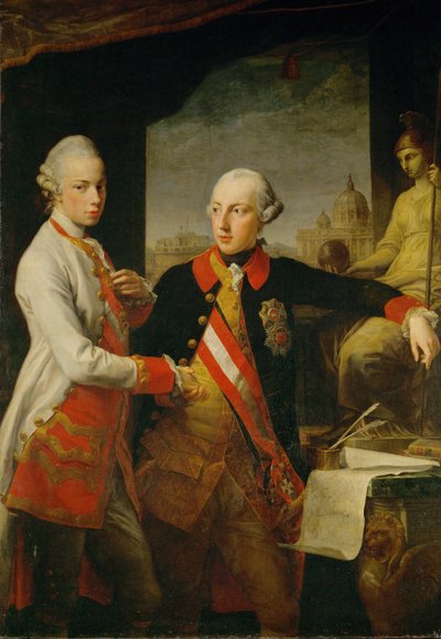Veljekset Joosef ja Leopold, keisarinna Maria Teresian ja Lothringenin keisari Franz-Stefanin pojat (öljy kankaalle) (kuva) tekijältä Pompeo Girolamo Batoni