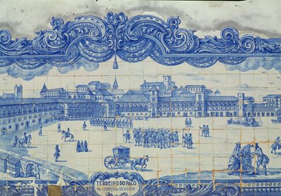 Azulejos-laatat, jotka kuvaavat Praca do Comercioa, Lissabon (keraamiset) tekijältä Portuguese School