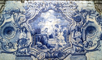 Koristeellinen paneeli, joka kuvaa Marian ilmestystä, Lamego, Portugali. 1738 (keraamiset laatat) tekijältä Portuguese School