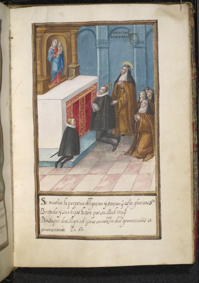 Kuvitus Syon-nunnien muuttohistoriasta, koottu Lissabonissa 1600-luvun alussa tekijältä Portuguese School