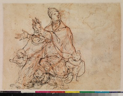 Tutkimus piispan pyhimyksen apoteoosista, verso, 1675-99 tekijältä Portuguese School