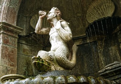 Triton Fountain, Sanctuary of Our Lady of Remedies, Lamego, Portugali 1738 (kivi) tekijältä Portuguese School