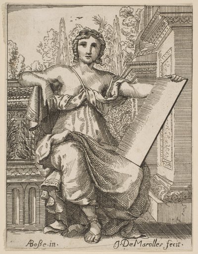 Istuva nainen pitelee tablettia, 1600-luvun loppu, 1700-luvun puoliväli. tekijältä Possibly by Jean Antoine de Maroulles