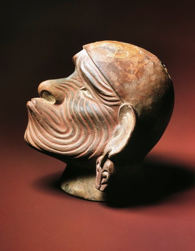 Maskuliininen pää Trujillosta, Moche-kulttuuri, esikolumbialainen sivilisaatio, 4-900-luku (kuva) tekijältä Pre Columbian Pre Columbian