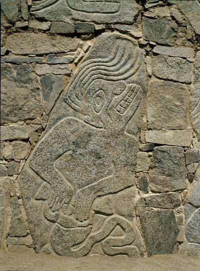 Seinä, jossa soturin helpotus tekijältä Pre Columbian Pre Columbian