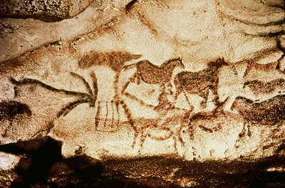 Hevosia ja peuroja Altamiran luolista, noin 15 000 eKr. (luolamaalaus) tekijältä Prehistoric