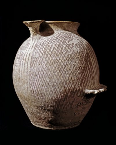 Esihistoria: monivärinen keraaminen maljakko Jerikosta. 3000-2100 eaa. Amman, arkeologinen museo, Jordania tekijältä Prehistoric Prehistoric