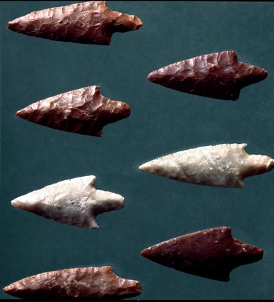 Rinaldonen (Montefiascone) esihistoria, kulttuuri: nuolet Rinaldonen hautausmaalta. Kuparin aikakausi. Eneoliittista. 2200 eaa. Rooma, Luigi Pigorinin kansallinen esihistoriallisen etnografian museo tekijältä Prehistoric Prehistoric