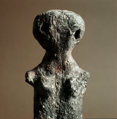 Esihistoria: naisellinen terrakotta-idoli Arene Candiden nekropolista (Finale Liguria), Liguria. Keski-neoliitti, kivikausi. Geenit, Ligurian arkeologinen museo tekijältä Prehistoric Prehistoric