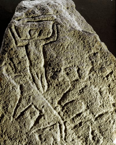 Esihistoria, kalliotaide: petroglyfi (graffiti kivellä) metsästyskohtauksen hauta, neoliitti, kivikausi tekijältä Prehistoric Prehistoric