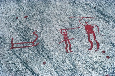 Ruotsi, Vastra Gotalandin lääni, Bohuslanin pohjoispuolella, Tanum (Tanumshede), kalliomaalauksia tekijältä Prehistoric Prehistoric