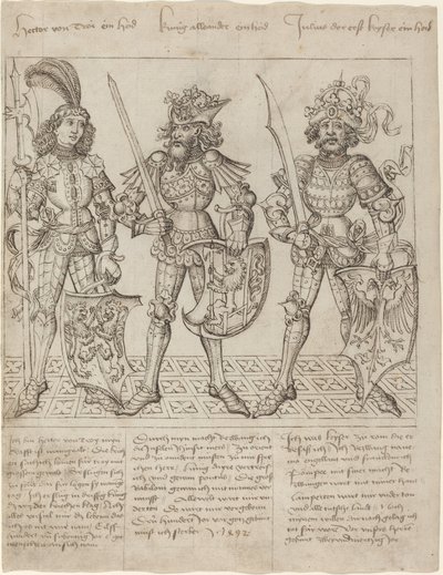 Troijan Hector, Aleksanteri Suuri ja Julius Caesar tekijältä Primary Master of the Strassburg Chronicle