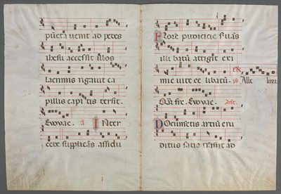 Bifolium antifonaasta: musiikki tekijältä Primo Miniatore di San Domenico