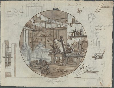 Litografinen työpaja tekijältä Probably French 19th Century