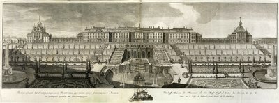 Näkymä Suuresta palatsista Peterhofissa, 1761 tekijältä Prokofy Artemyevich Artemyev