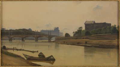 Le pont de la Concorde vu du quai de la Conférence, noin 1830, noin 1830 (öljy kankaalle) tekijältä Prosper Barbot