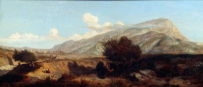 Näkymä pyhältä vuorelta Maquisin voittomaisema etelässä. Prosper Joseph Gresyn (1804-1874) maalaus 1800-luvulta Aix en Provence, Musee Granet tekijältä Prosper Joseph Gresy