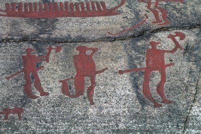 Metsästyskohtaus (kalliomaalaus) tekijältä Protohistoric