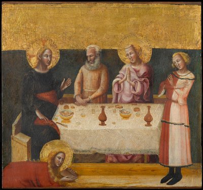 Maria Magdaleena pesee Kristuksen jalkoja, noin 1325-1330 (tempera ja kultalehti paneelissa) tekijältä Pseudo Jacopino di Francesco