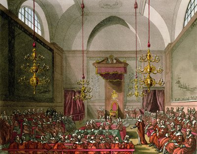 House of Lords Ackermannin "Lontoon mikrokosmoksesta". tekijältä Pugin and Rowlandson