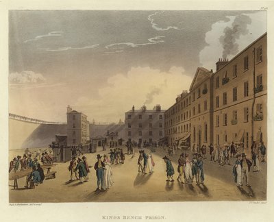 Kings Benchin vankila tekijältä Pugin and Rowlandson