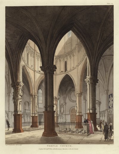 Temppelin kirkko tekijältä Pugin and Rowlandson