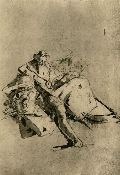 "Vanha mies istuu", 1700-luku, 1928 tekijältä Pupil of Tiepolo