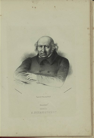 Muotokuva kirjailijasta prinssi Alexander Shakhovskoi 1777-1846, 1860-luku tekijältä Pyotr Fyodorovich Borel