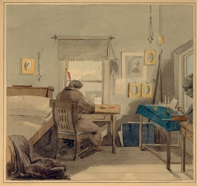 Töissä. Pavel Nashchokinin talossa, 1824 tekijältä Pyotr Fyodorovich Sokolov