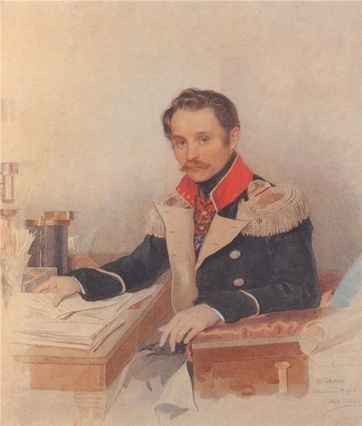 Muotokuva Leonty Vasilievich Dubeltista 1792-1862, santarmijoukon esikuntapäällikkö, 1834 tekijältä Pyotr Fyodorovich Sokolov