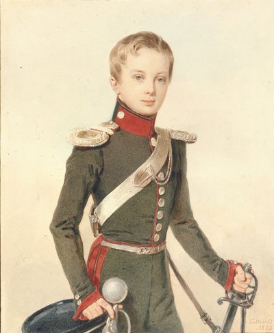 Kruununprinssi Aleksandr Nikolajevitšin muotokuva 1818-1881, 1828 tekijältä Pyotr Fyodorovich Sokolov