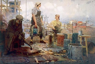 Punainen Sormovon telakka, n.1920 (värilitro). tekijältä Pyotr Ivanovich Kotov