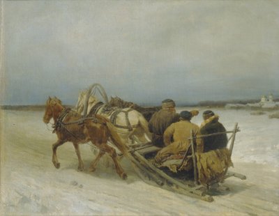 Troikka talvella, 1880-luku tekijältä Pyotr Petrovich Sokolov