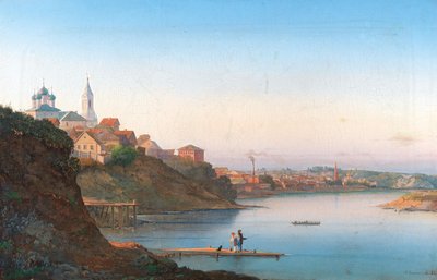 Moskovan Krutitsyn Dormition-kirkko taustalla Simonovin luostari, 1858. tekijältä Pyotr Sergeevich Stepanov
