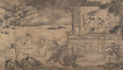 Runoilijat kokoontuvat orkideapaviljonkiin, päivätty 1607. tekijältä Qian Gong