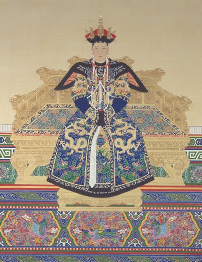 Keisarinna Xiao Cheng Ren (1653 - 1674) Qing-dynastian Kangxi keisarin ensimmäinen puoliso (tussi ja väri silkille). tekijältä Qing Dynasty Chinese School