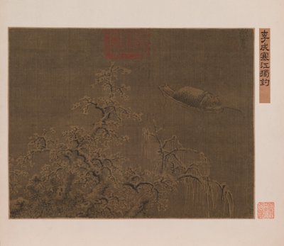 Kalastus yksin jäisessä joessa tekijältä Qing Dynasty Chinese School