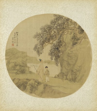 Maisema hahmoineen, 1883 tekijältä Qing Dynasty Chinese School
