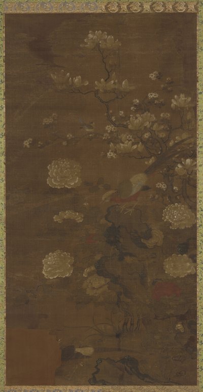 Magnoliat, pionit ja fasaanit tekijältä Qing Dynasty Chinese School