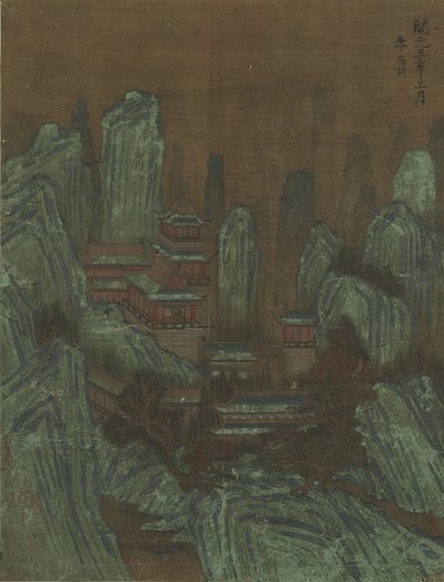 Vuorenhuiput ja palatsit tekijältä Qing Dynasty Chinese School