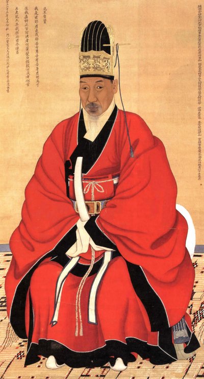 Muotokuva Chae Jegongista (1720-1799), oppineesta, runoilijasta ja valtioneuvoston päämiehestä kuningas Jeongjon (1776-1800) aikana. tekijältä Qing Dynasty Chinese School