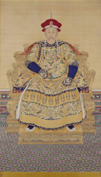 Keisari Yongzhengin muotokuva (1678-1735) (riippukäärö, muste ja väri silkille) tekijältä Qing Dynasty Chinese School