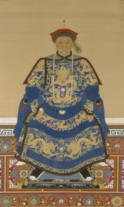 Muotokuva Oboista (n.1610-1669), keisari Kangxin valtakauden regentti (muste ja väri silkille). tekijältä Qing Dynasty Chinese School