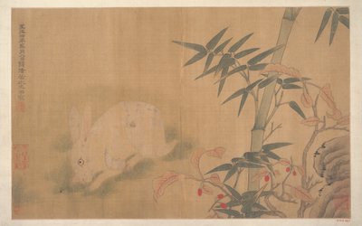 Rabbit (albumilehti; muste ja väri silkille) tekijältä Qing Dynasty Chinese School