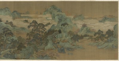 Jokimaisema sinisenä ja vihreänä, 1600-1700 tekijältä Qing Dynasty Chinese School