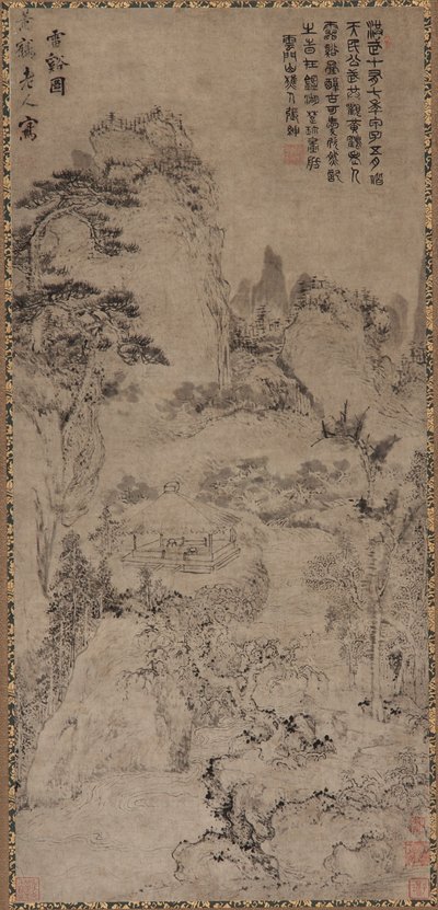 Thunder Creek (muste harmaalle paperille) tekijältä Qing Dynasty Chinese School